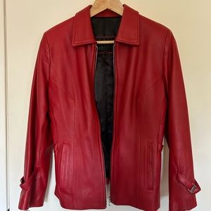 Red leather jacket, size M